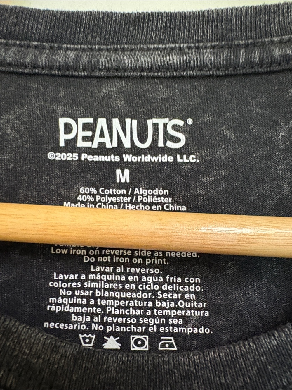 New Peanuts Black Mineral-Wash Short Sleeve Tee with aHalloween Graphic - Picture 3 of 13